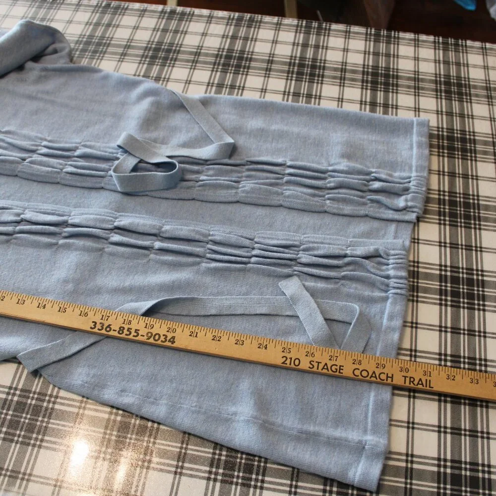 Peter Millar Long Cashmere Cardigan Sweater with Tie Light Blue XL New - Picture 9 of 11